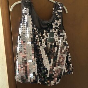 NWT Torrid 3X Sequin Crop Tank Gunmetal